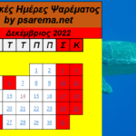 Δεκέμβριος 2022- Ιδανικές ημέρες και ώρες για ψάρεμα