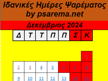 Δεκέμβριος 2024- Ιδανικές ημέρες και ώρες για ψάρεμα