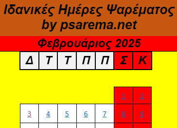 Φεβρουάριος 2025- Ιδανικές ημέρες και ώρες για ψάρεμα